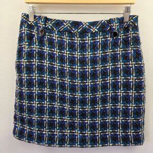 Tahari Blue & Black Mini Skirt With Button Details & Pockets Size XS